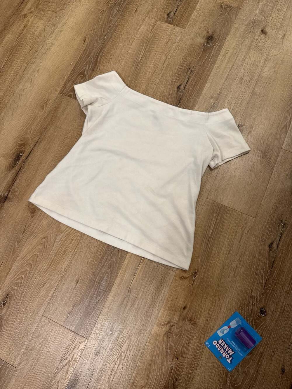 Ann Taylor Cream Off-The-Shoulder Short Sleeve Top Size L
